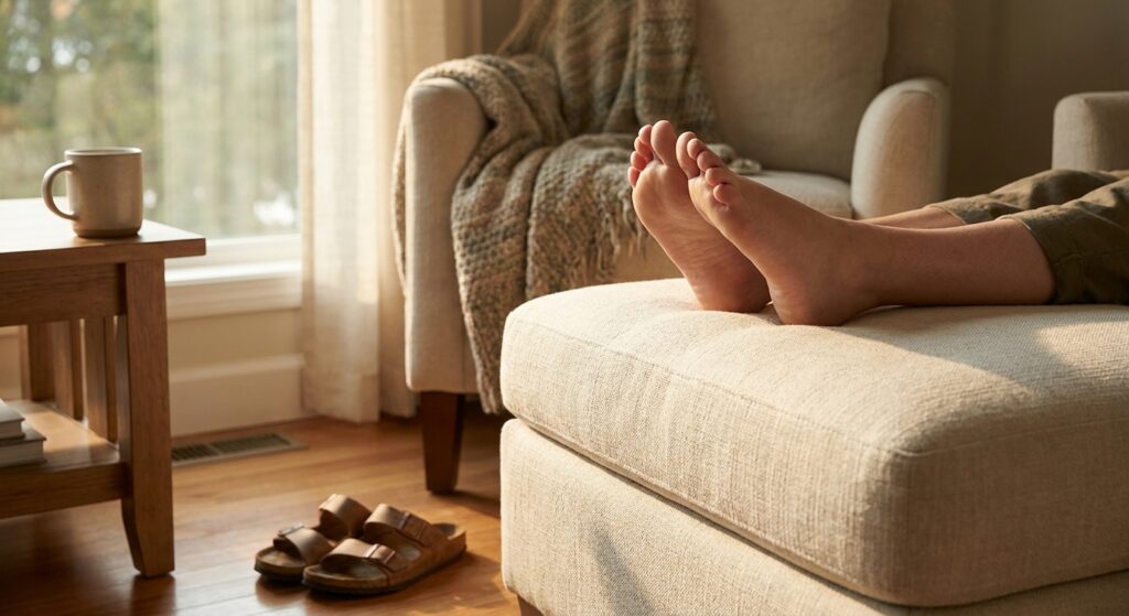 Why do feet swell in the afternoon